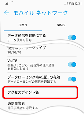 アクセスポイント名