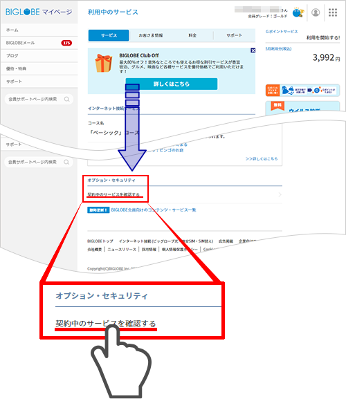 オプションサービスの確認 解約をしたい よくある質問 Faq Biglobe会員サポート