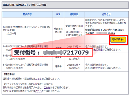 キャッシュバックの受け取り方法を知りたい よくある質問 Faq Biglobe会員サポート