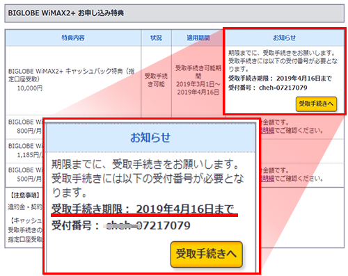 キャッシュバックの受け取り時期を知りたい よくある質問 Faq Biglobe会員サポート