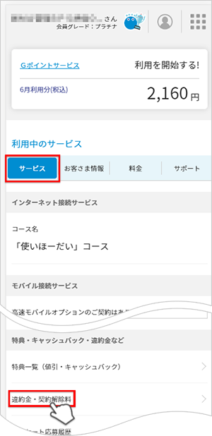 違約金 契約解除料を確認したい よくある質問 Faq Biglobe会員サポート